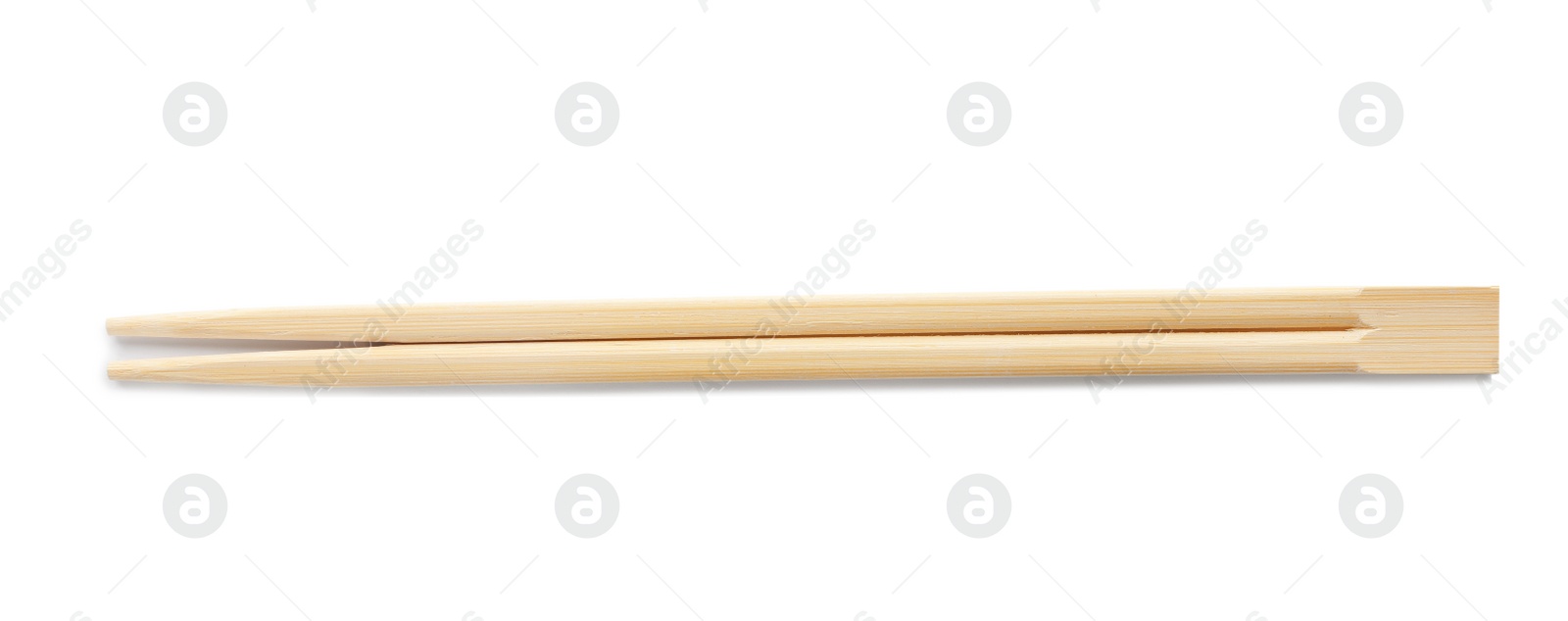 Photo of Chopsticks made of bamboo on white background, top view