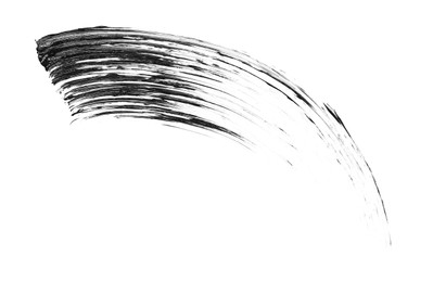 Photo of Smear of black mascara isolated on white, top view