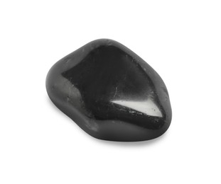 Black spa stone isolated on white, top view