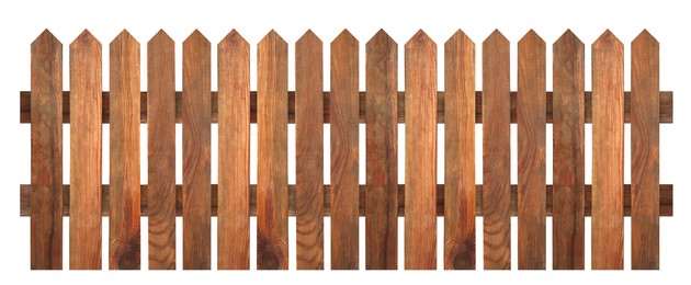 Wooden fence isolated on white. Enclosing structure