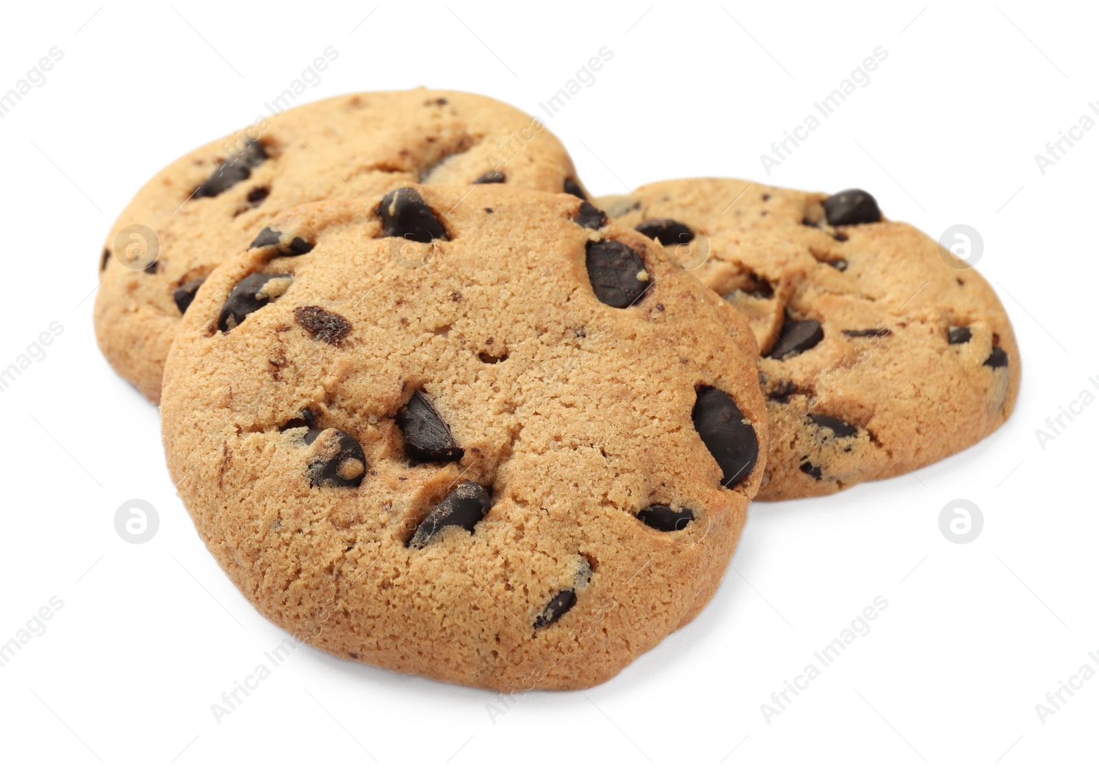 Photo of Delicious chocolate chip cookies isolated on white