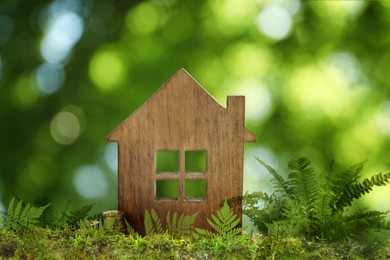 Image of Eco friendly home. House model on green grass outdoors