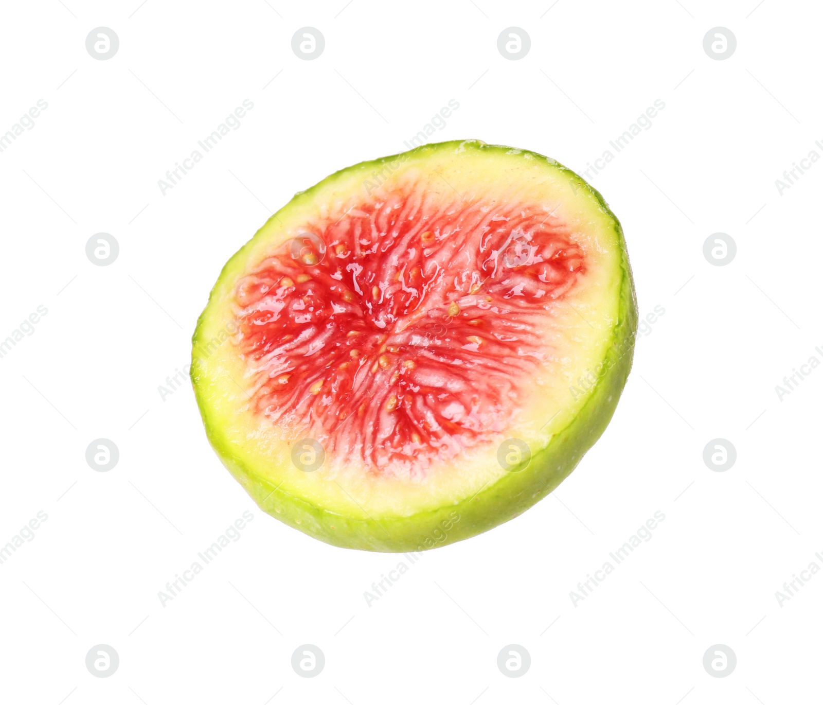 Photo of Piece of fresh green fig on white background