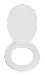 Photo of New plastic toilet seat isolated on white