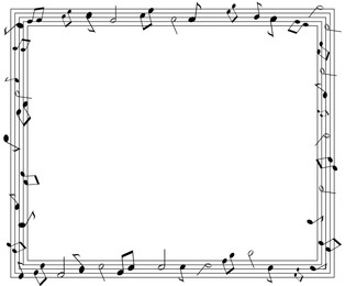 Illustration of Frame of staff with music notes on white background
