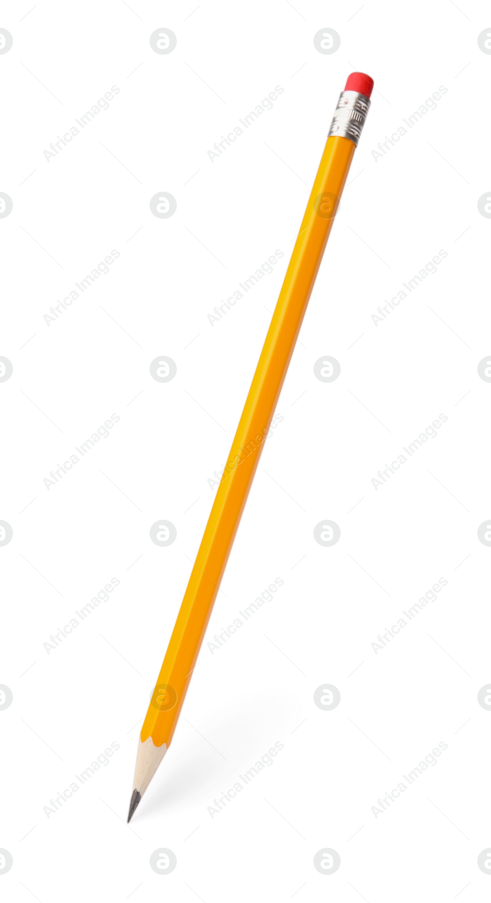 Photo of Graphite pencil with eraser isolated on white. School stationery