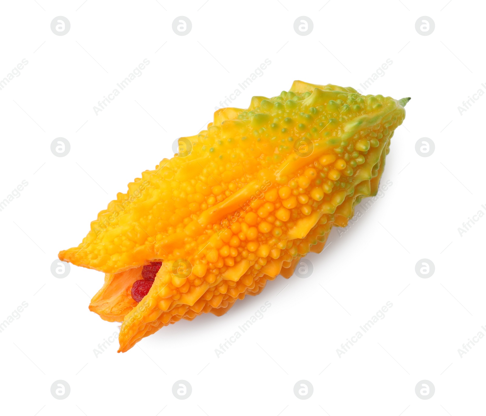 Photo of Fresh ripe bitter melon on white background