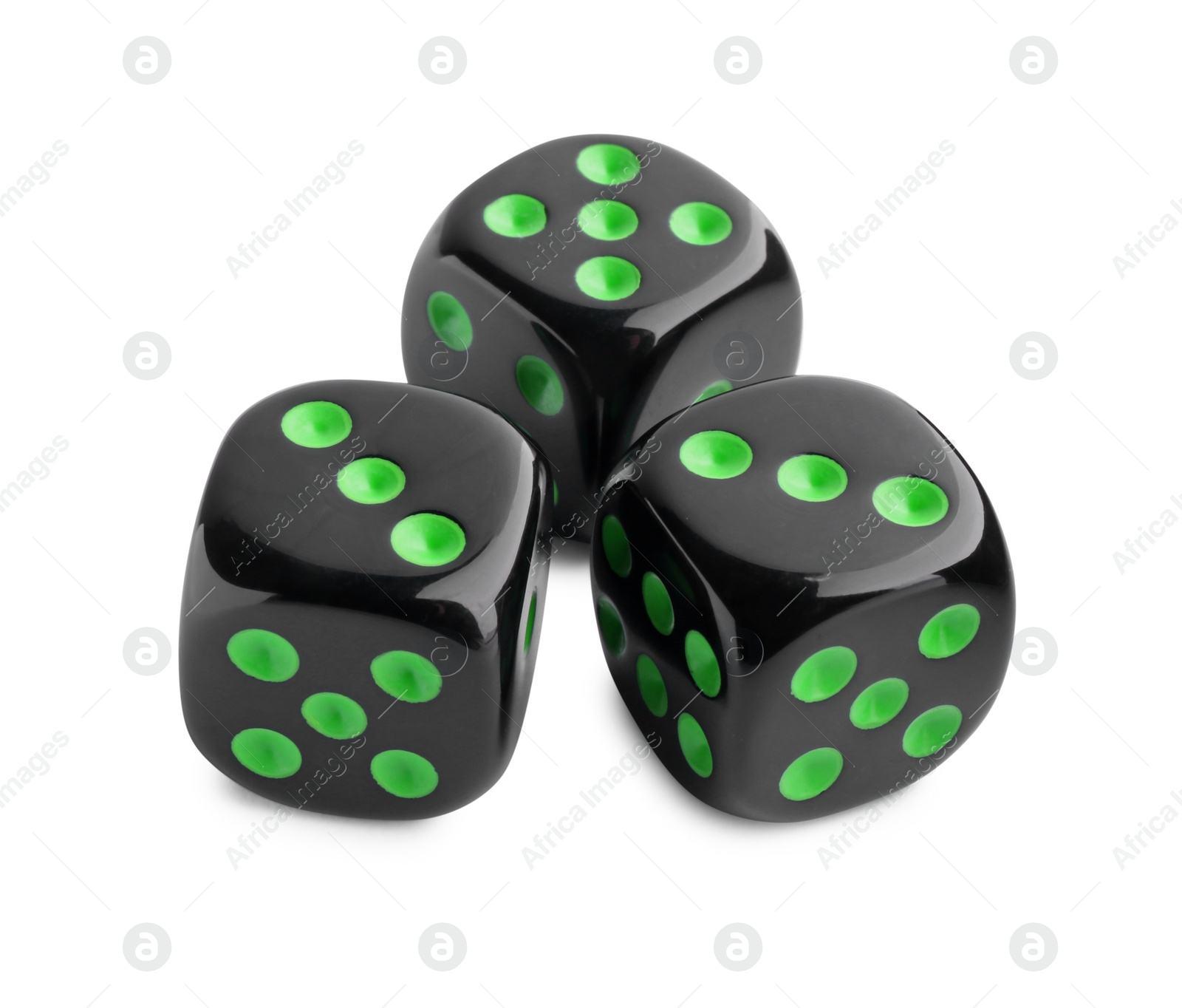 Photo of Three black game dices isolated on white