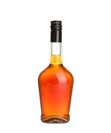 Photo of Bottle of scotch whiskey on white background