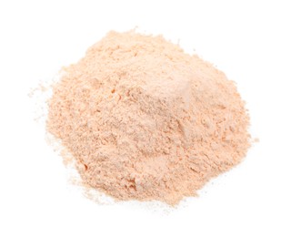 Photo of Pile of lentil flour on white background