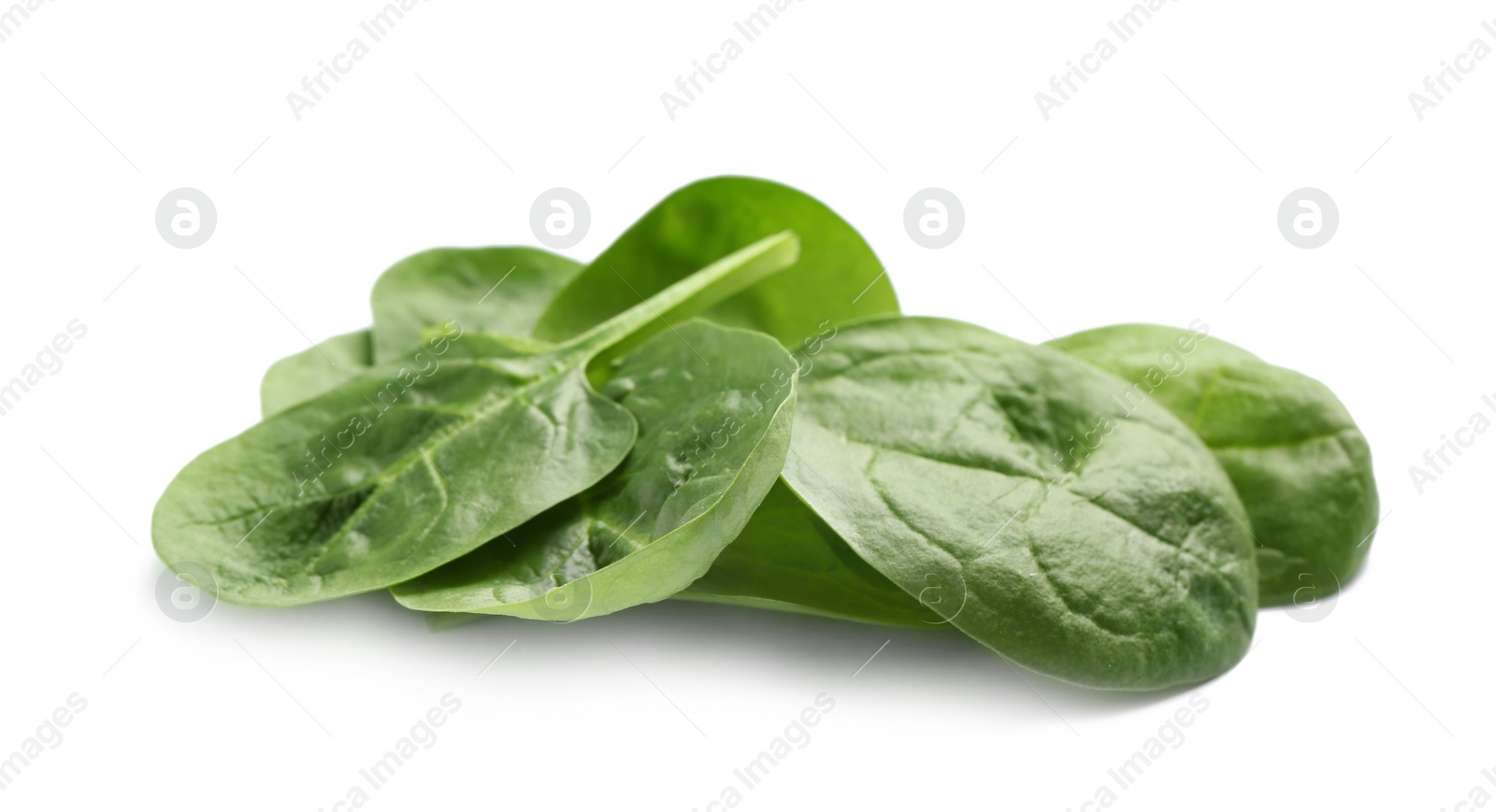 Photo of Pile of fresh spinach leaves isolated on white