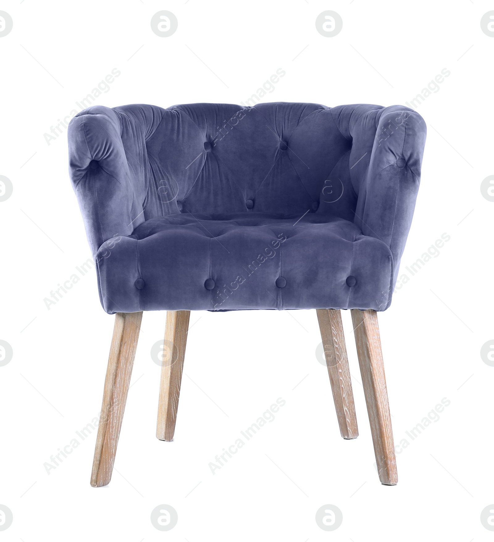 Image of One comfortable ultra violet armchair isolated on white