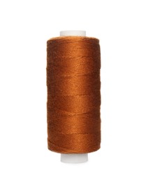 Photo of Spool of dark orange sewing thread isolated on white