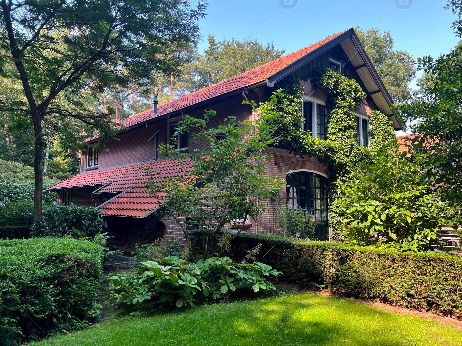 Photo of Beautiful view of house and garden on sunny day