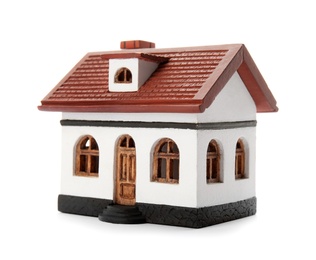Photo of House model on white background. Mortgage concept