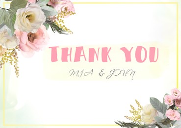 Elegant wedding gratitude card with floral design. Mockup