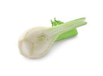 Photo of Cut fresh fennel bulb isolated on white