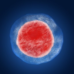 Illustration of Cryopreservation of genetic material. Ovum in ice on blue background