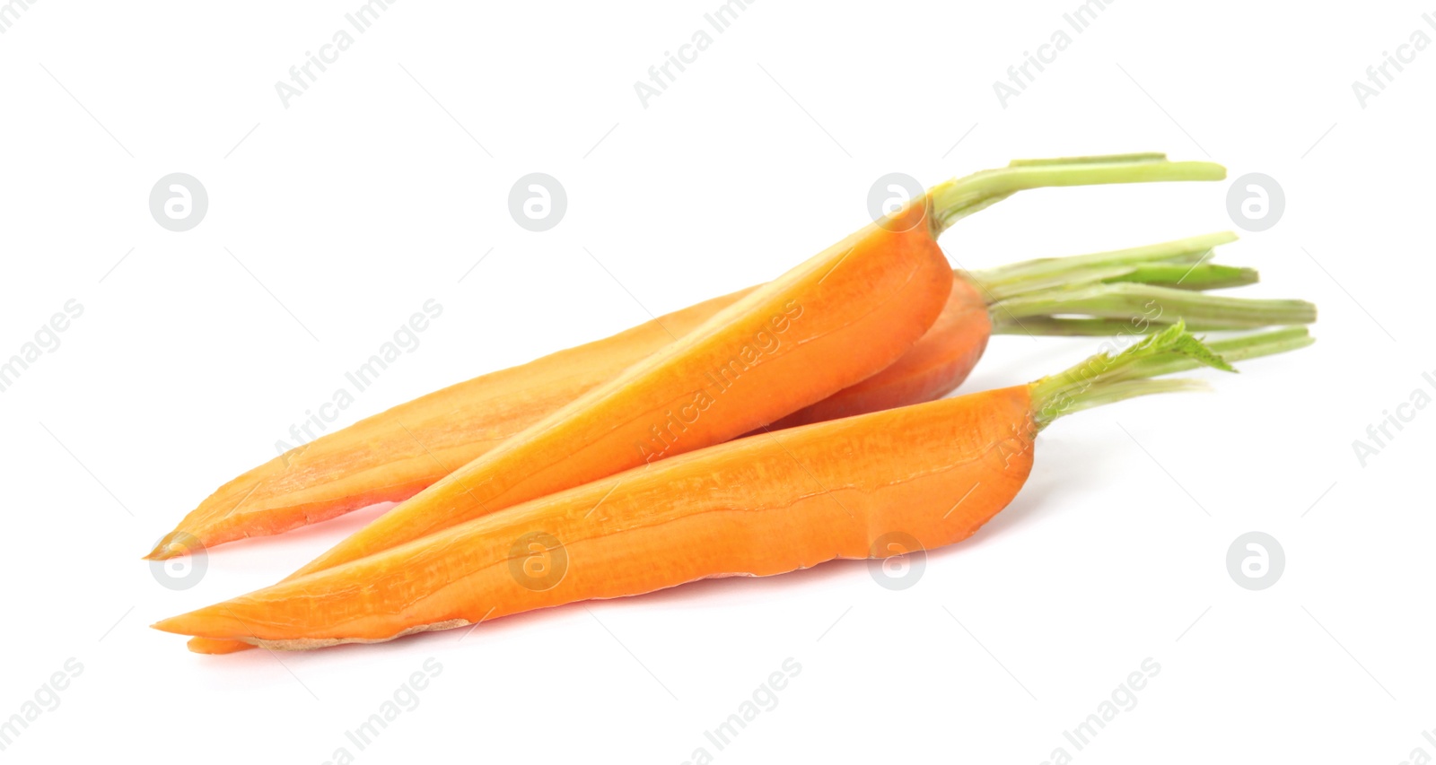 Photo of Cut fresh ripe carrot isolated on white