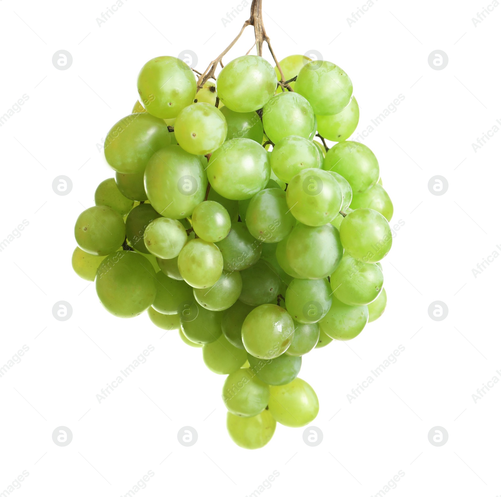 Photo of Bunch of fresh ripe juicy grapes on white background