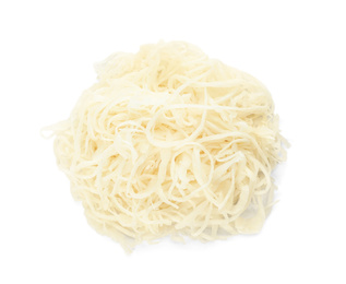 Photo of Tasty homemade fermented cabbage isolated on white, top view