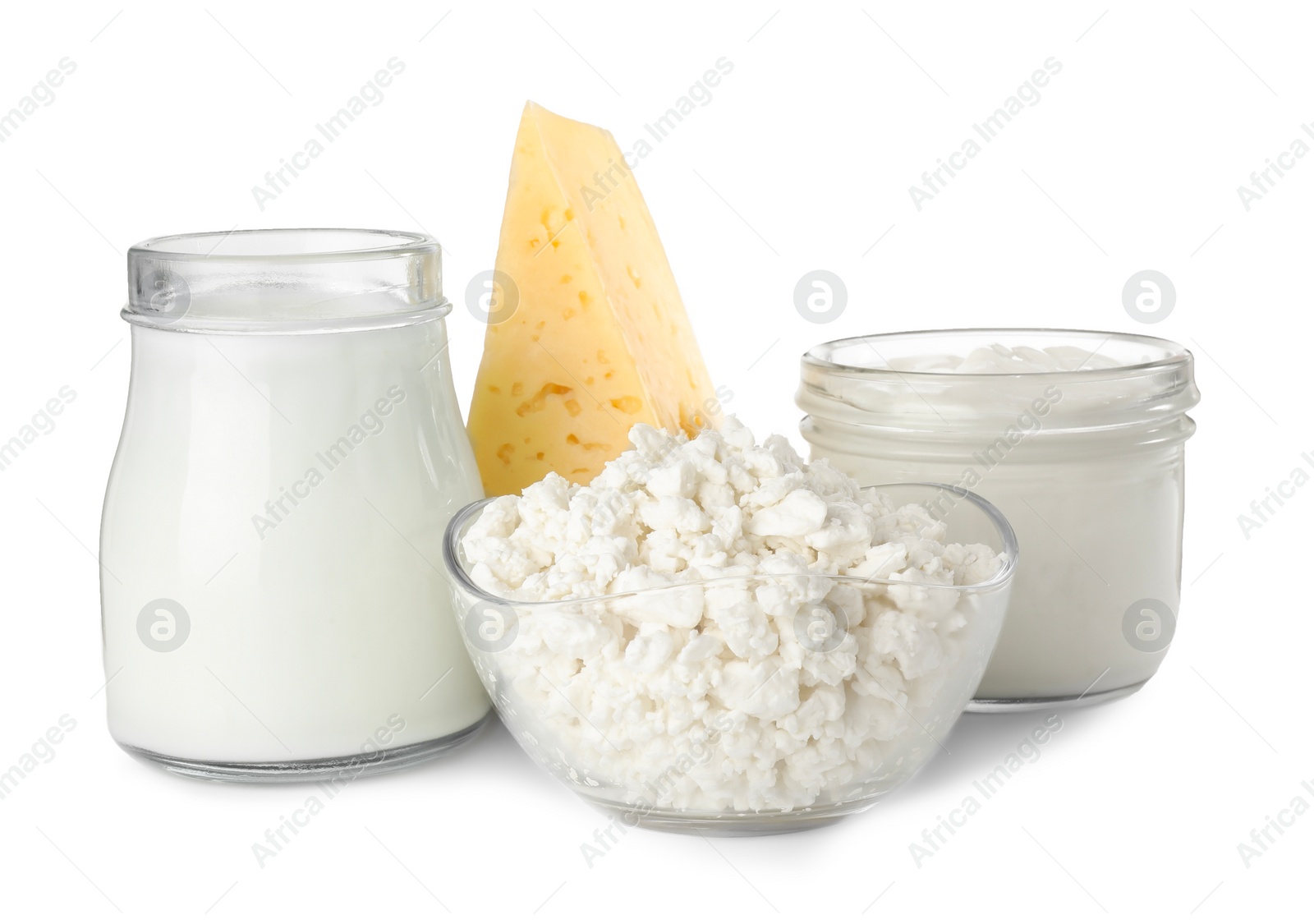 Photo of Different lactose free products isolated on white