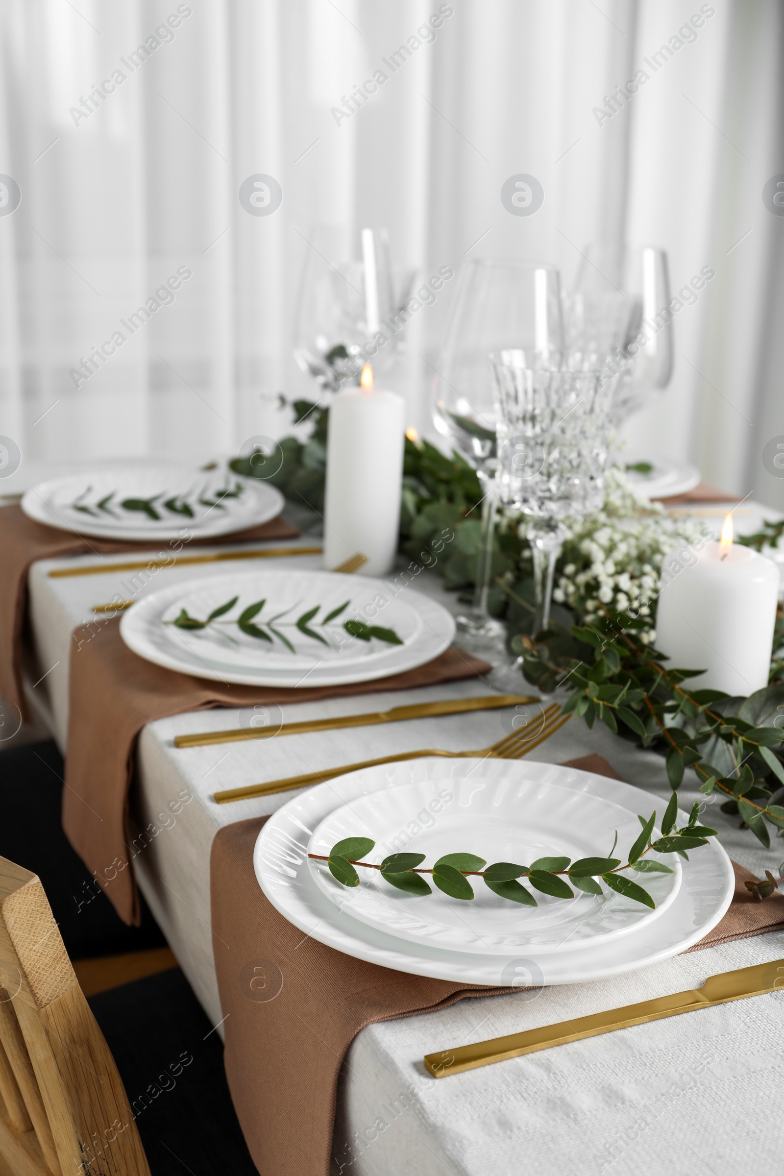 Photo of Stylish elegant table setting for festive dinner indoors