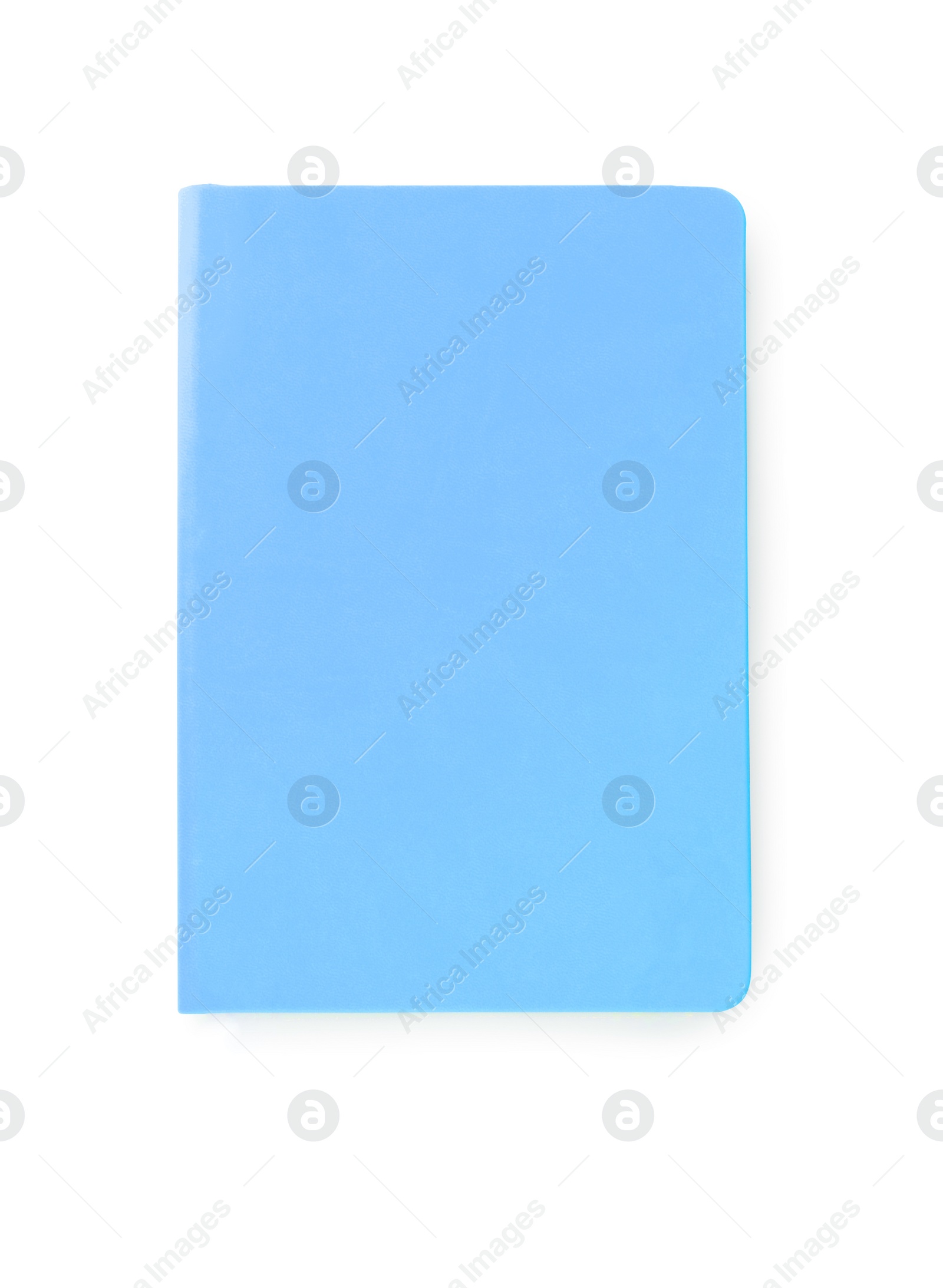 Image of Light blue notebook isolated on white, top view