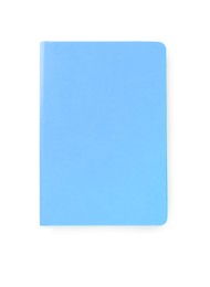 Image of Light blue notebook isolated on white, top view