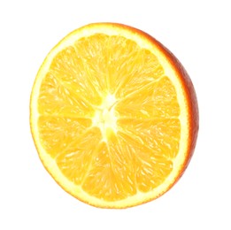Photo of Citrus fruit. Sliced fresh ripe orange isolated on white