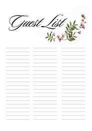 Image of Guest list design with beautiful flowers and empty lines