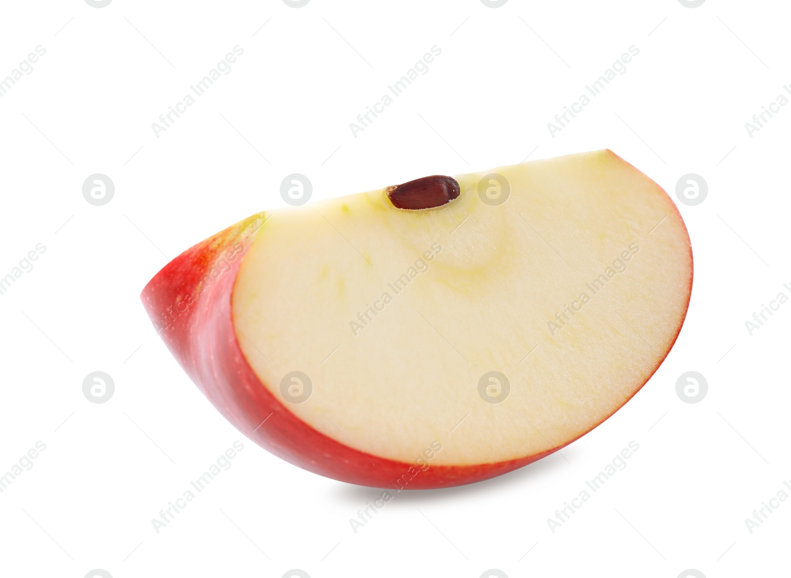 Photo of Slice of juicy apple on white background