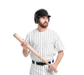 Photo of Baseball player with bat on white background