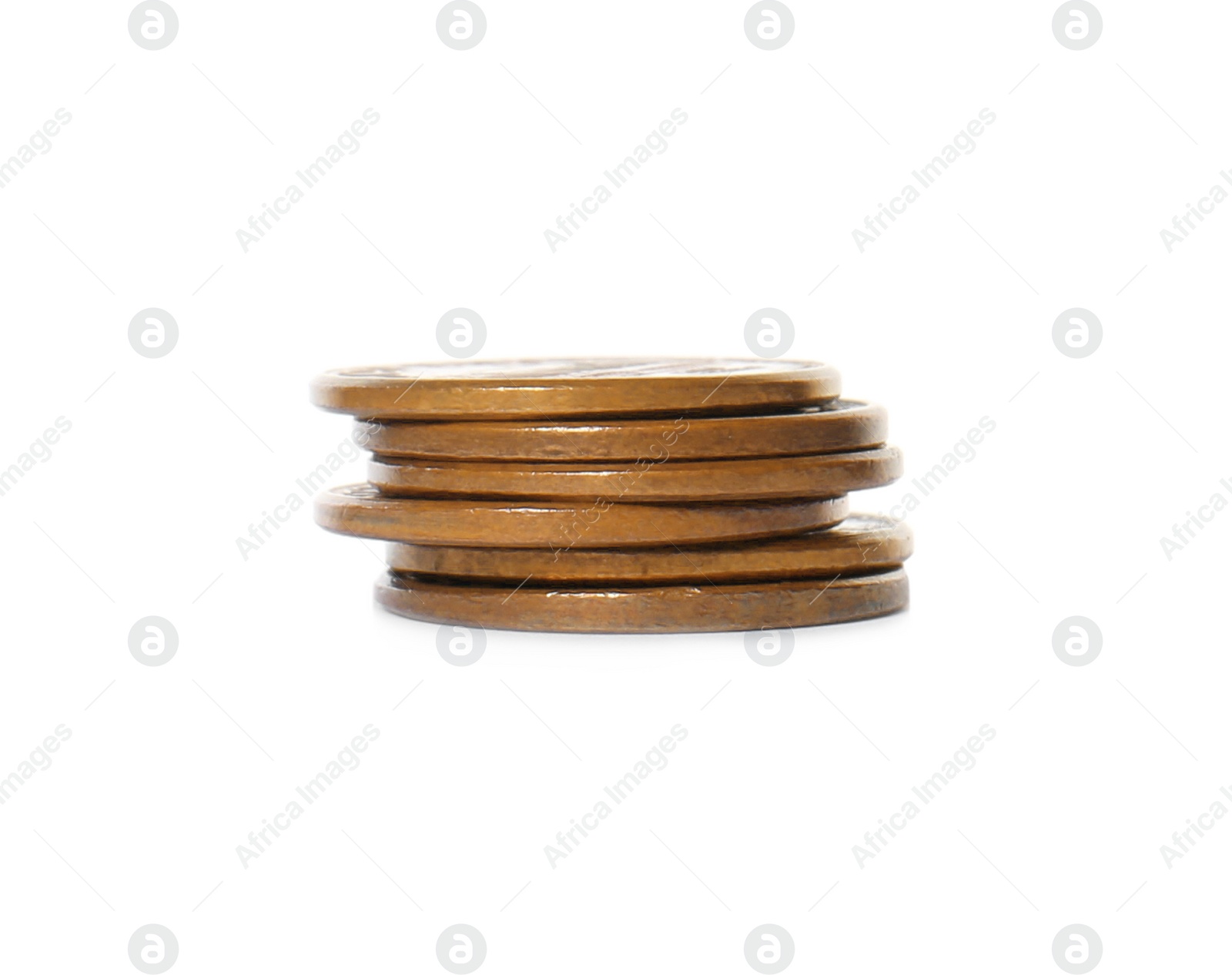 Photo of Stack of coins on white background. Investment concept