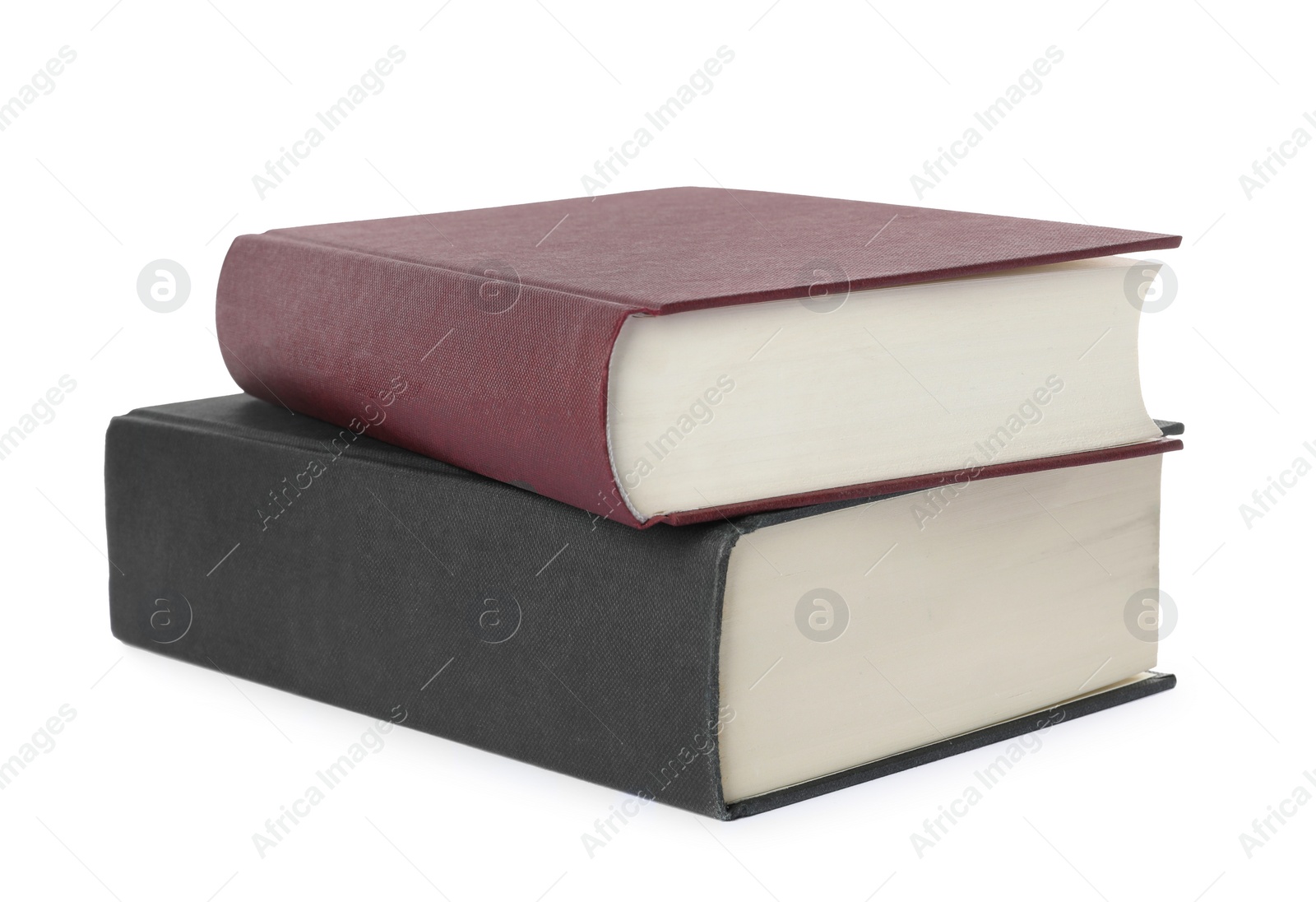 Photo of Stack of hardcover books isolated on white background