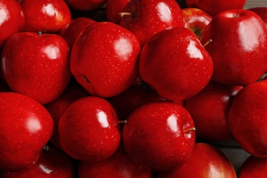 Fresh ripe red apples as background