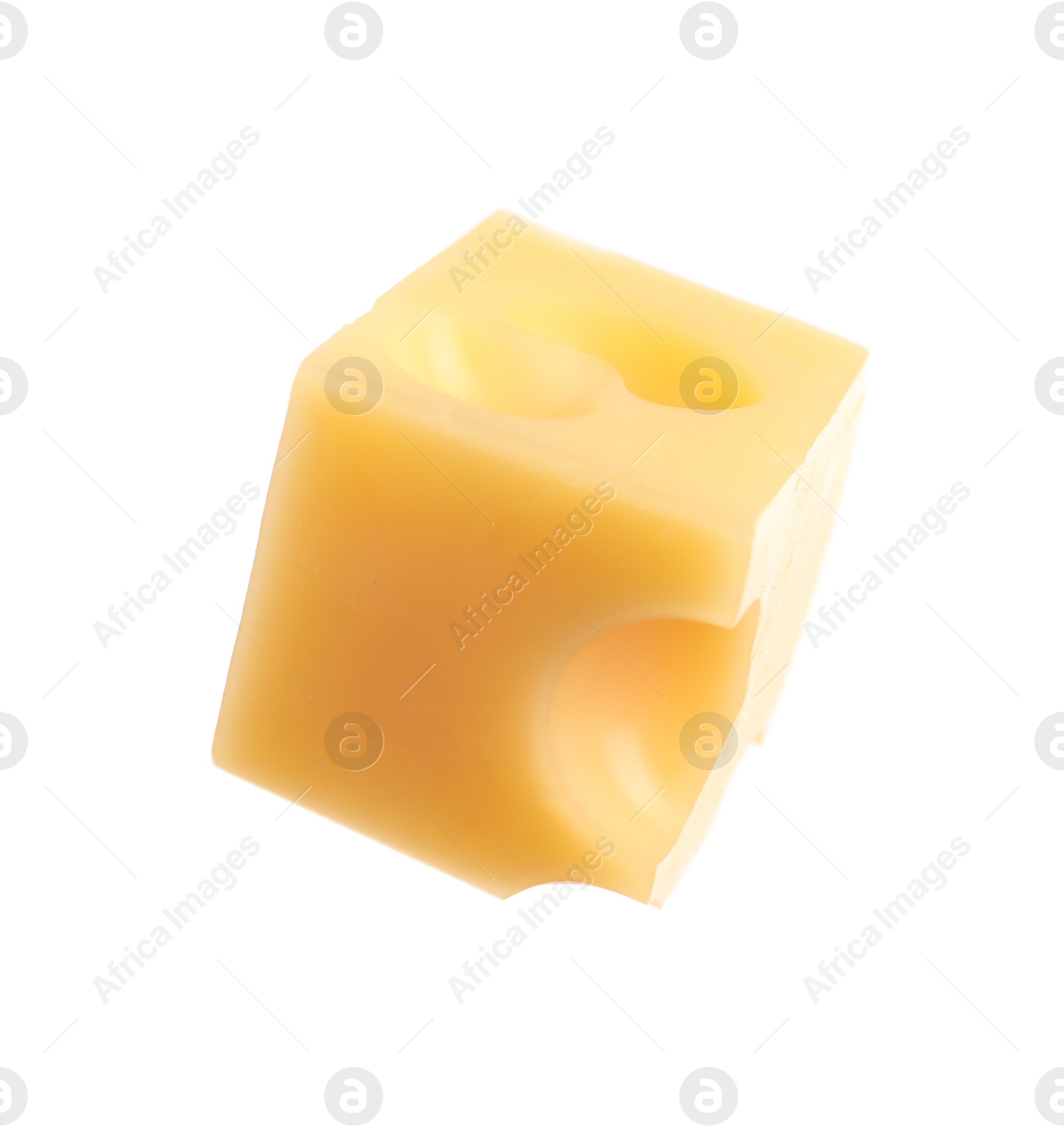 Photo of Cube of delicious cheese isolated on white