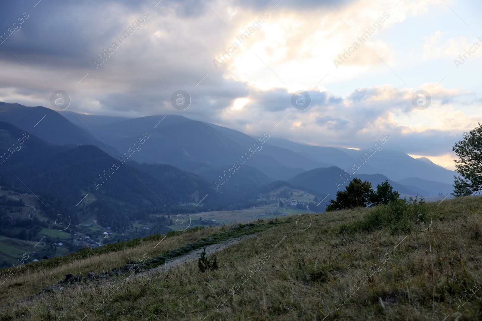 Photo of Beautiful view of landscape with mountain hills