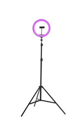 Photo of Tripod with ring light isolated on white