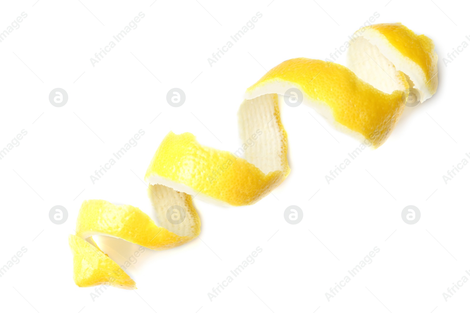 Photo of Peel of fresh ripe lemon on white background