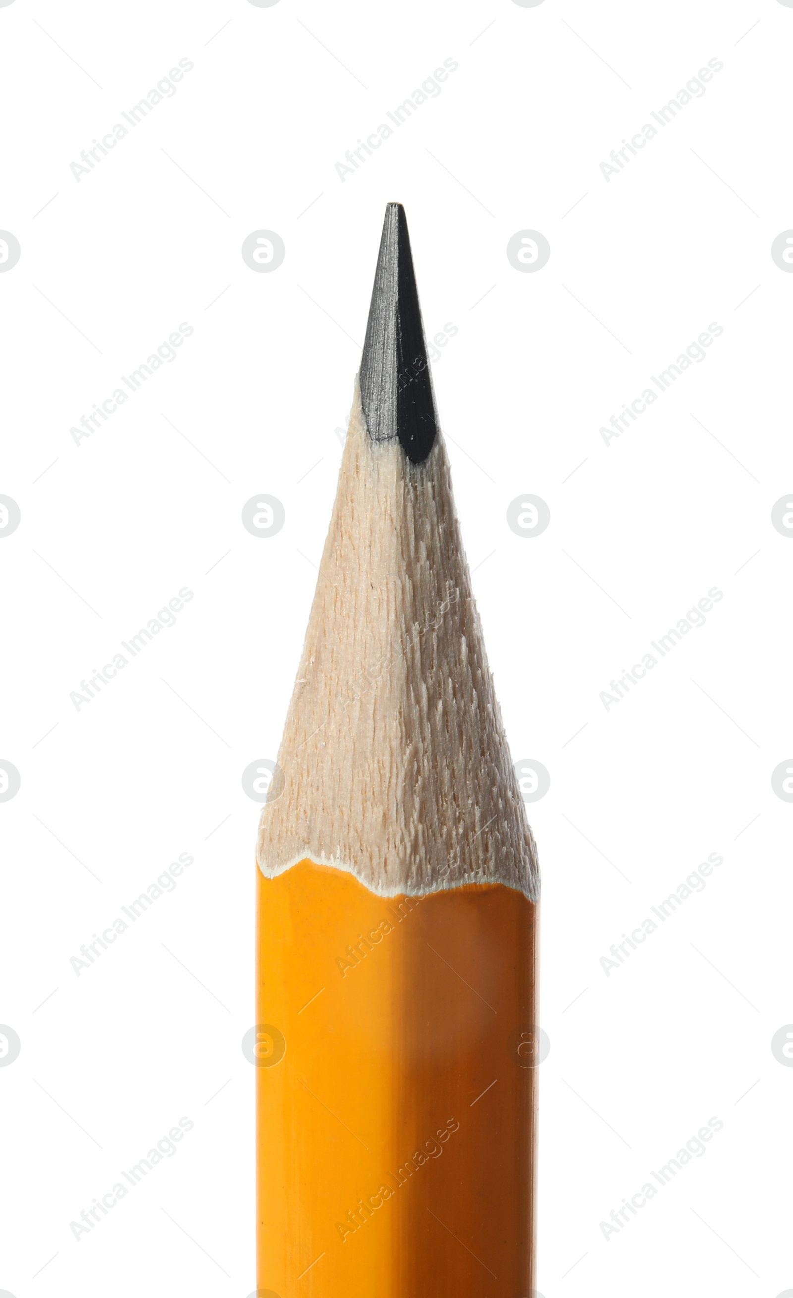 Photo of Sharp graphite pencil isolated on white, closeup