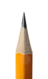 Photo of Sharp graphite pencil isolated on white, closeup