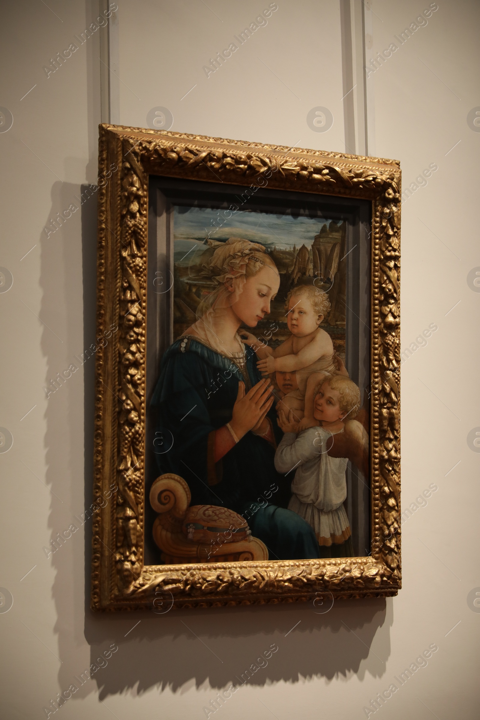 Photo of Florence, Italy - February 8, 2024: Famous painting "Madonna and Child" by Filippo Lippi at Uffizi gallery