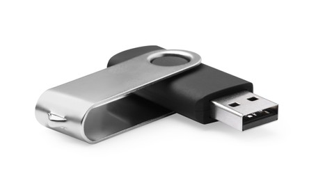 Modern usb flash drive isolated on white