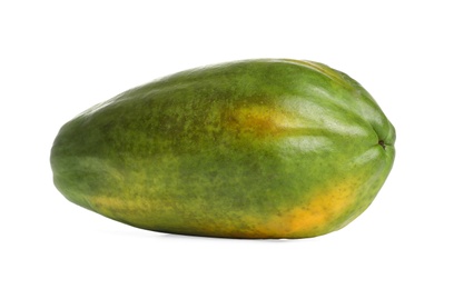 Fresh juicy ripe papaya on white background