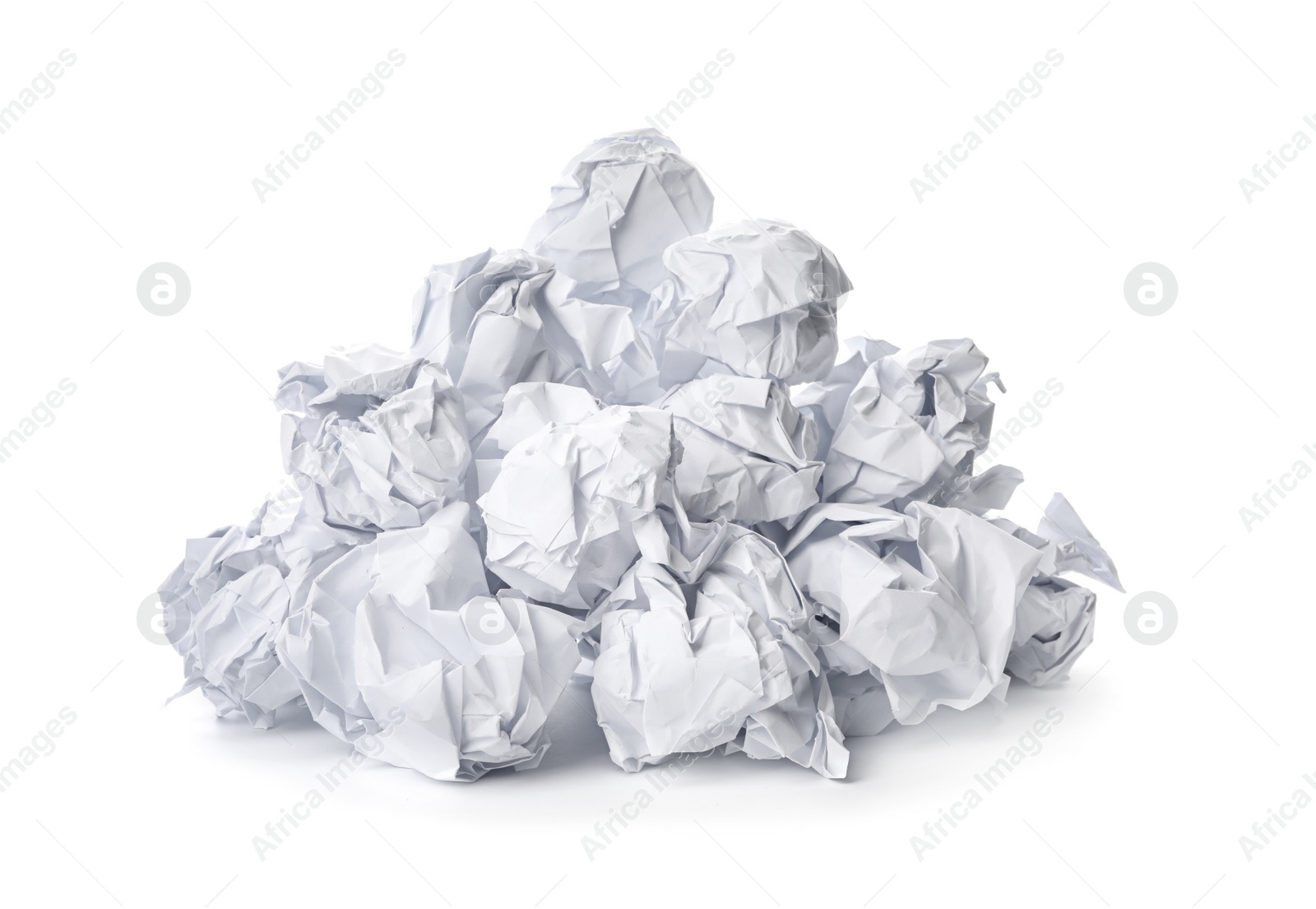 Photo of Pile of crumpled sheets of paper isolated on white