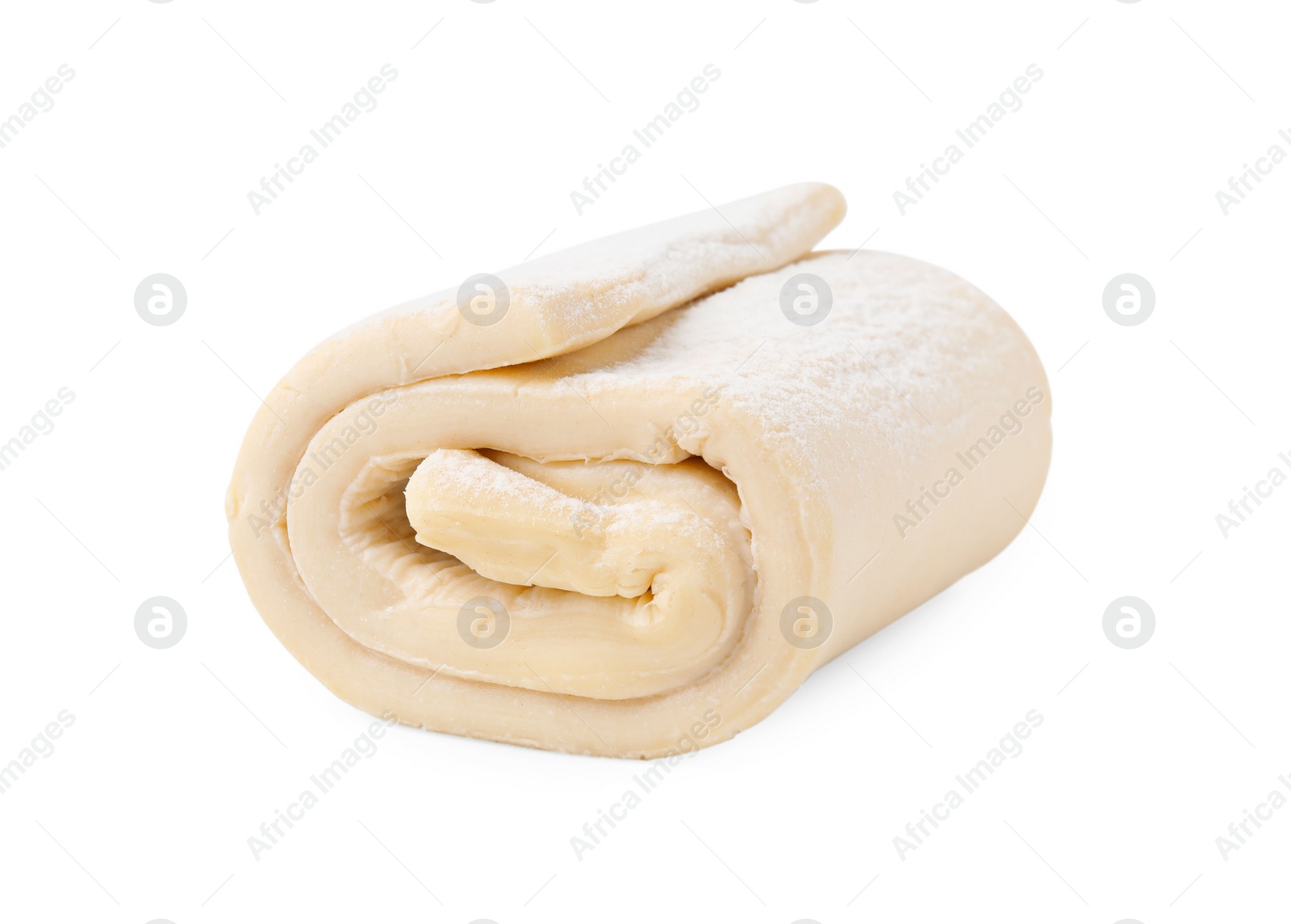 Photo of Raw puff pastry dough isolated on white