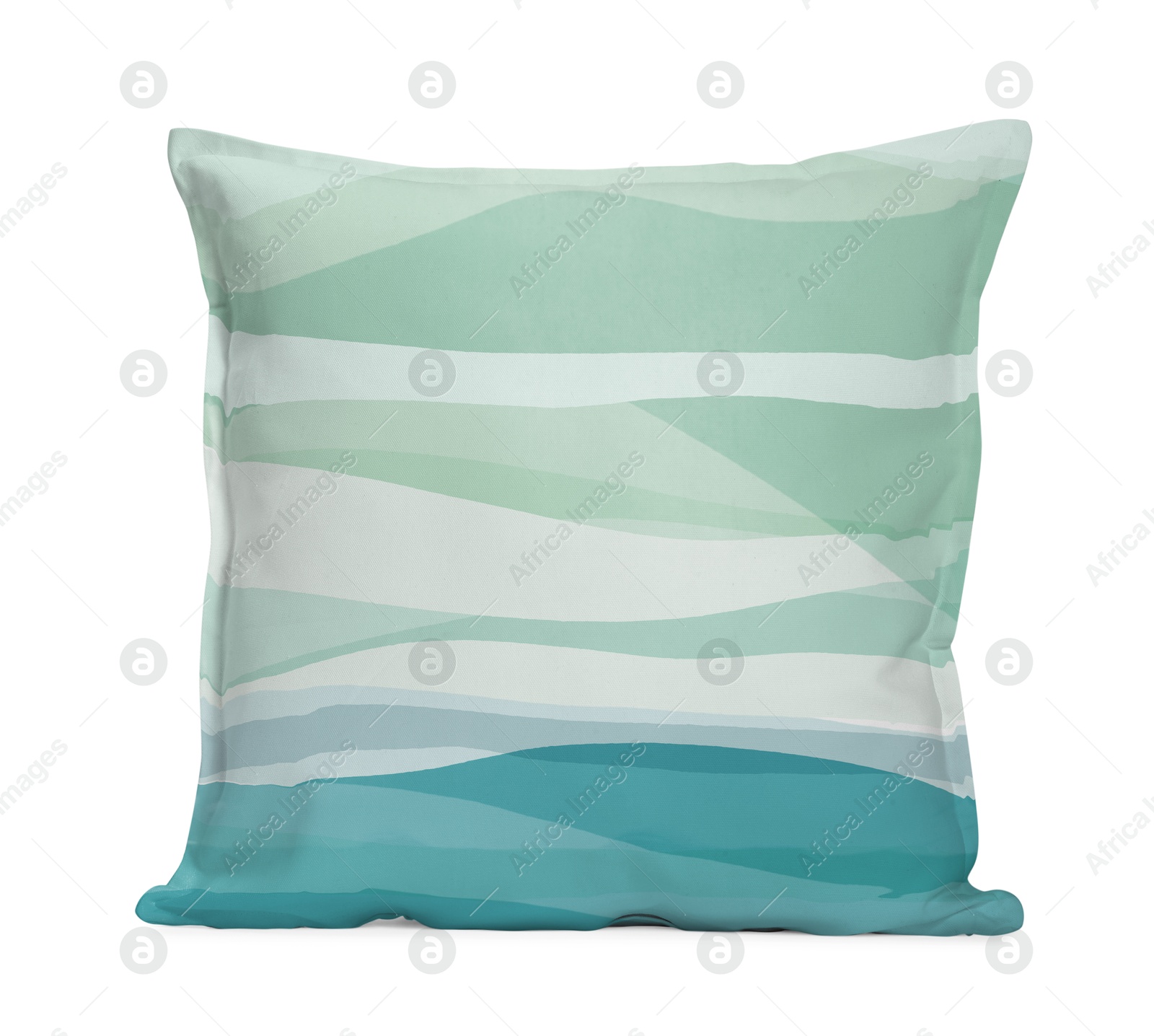 Image of Soft pillow with stylish print isolated on white