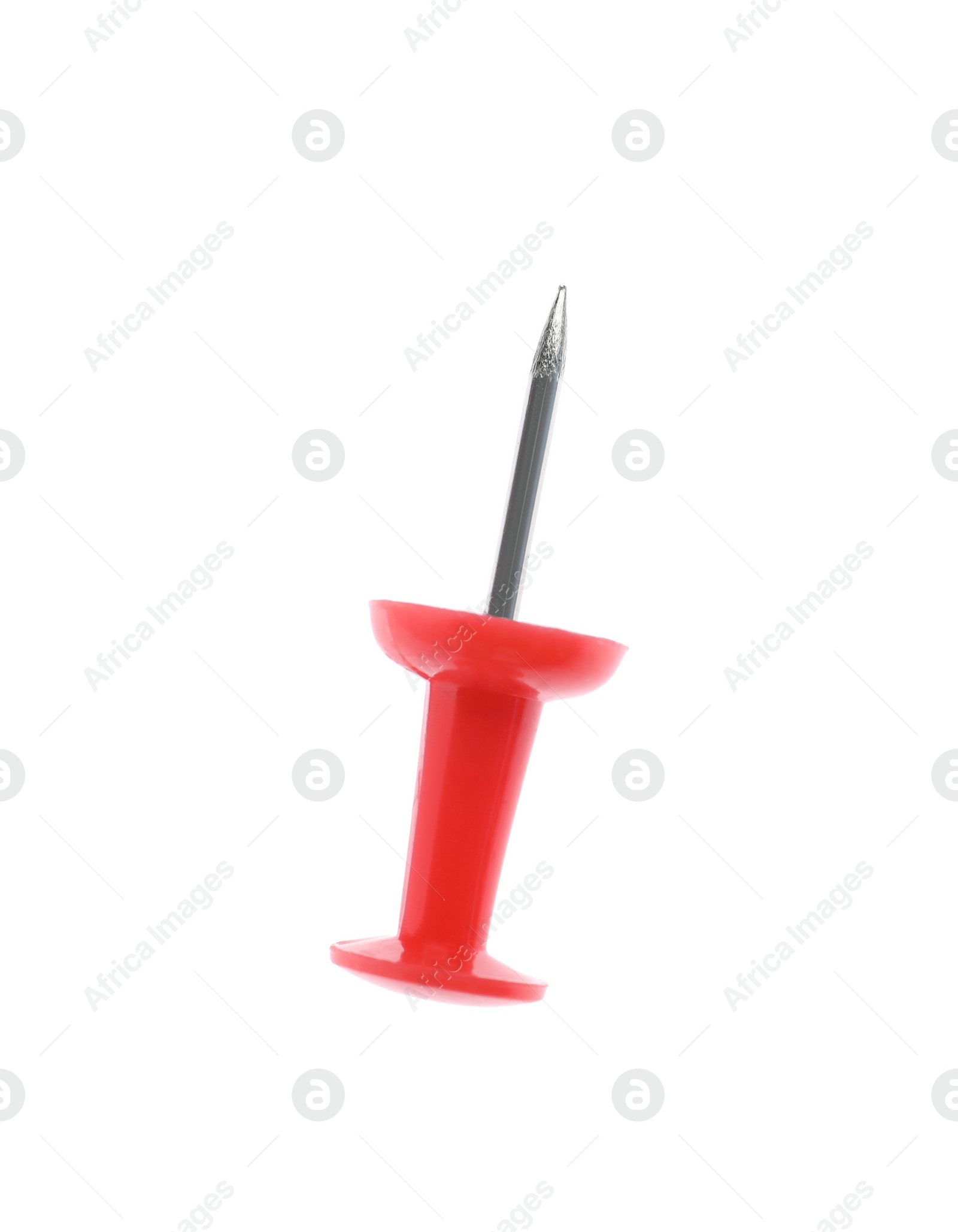 Photo of Colorful drawing pin isolated on white. School stationery
