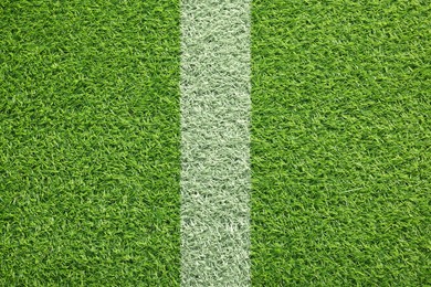 Green grass with white marking, top view